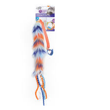 All For Paws - Furry Ball Long Fluffy Wand - Orange Supply