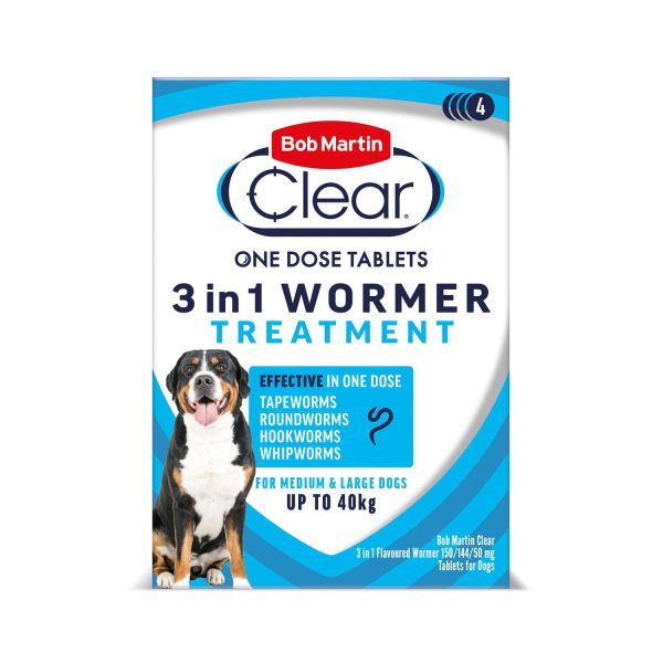 Bob Martin - 3 In 1 Dewormer (Upto 40kg) - 4 Tablets Supply