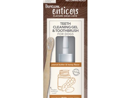 TropiClean - Enticers Teeth Cleaning Gel & Toothbrush for S M Dogs - Peanut Butter & Honey Flavour - 59ml For Discount