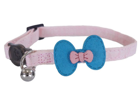 Rosewood - Designer Cat Collar Pink With Teal Bow Sale