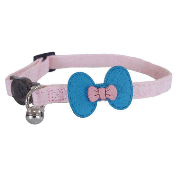 Rosewood - Designer Cat Collar Pink With Teal Bow Sale