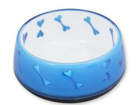 All For Paws - Anti Slip Dog Bowl Blue Hearts - Medium Online now