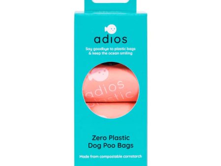 Adios - Handle on a Roll Poo Bags - Coral Pink - 4 Rolls (60 Bags) For Cheap