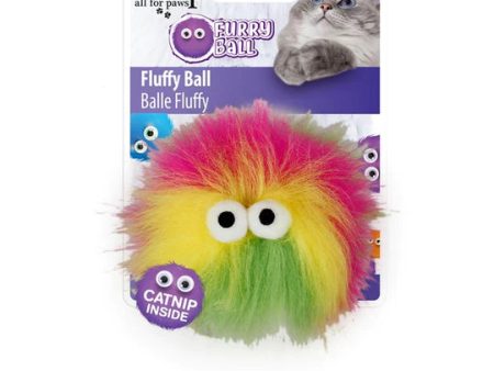 All For Paws - Fluffy Ball Cat Toy - Yellow Fashion